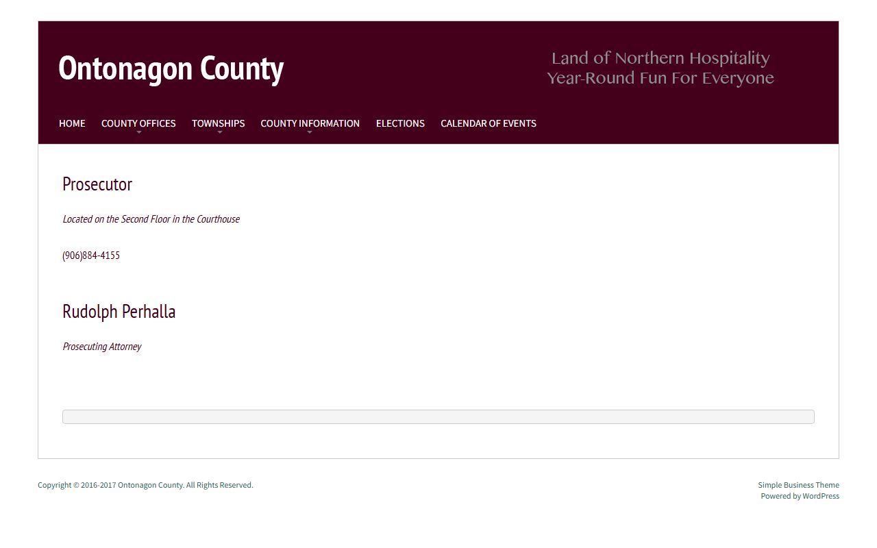 Ontonagon County Prosecutor page for arrest records and court charges