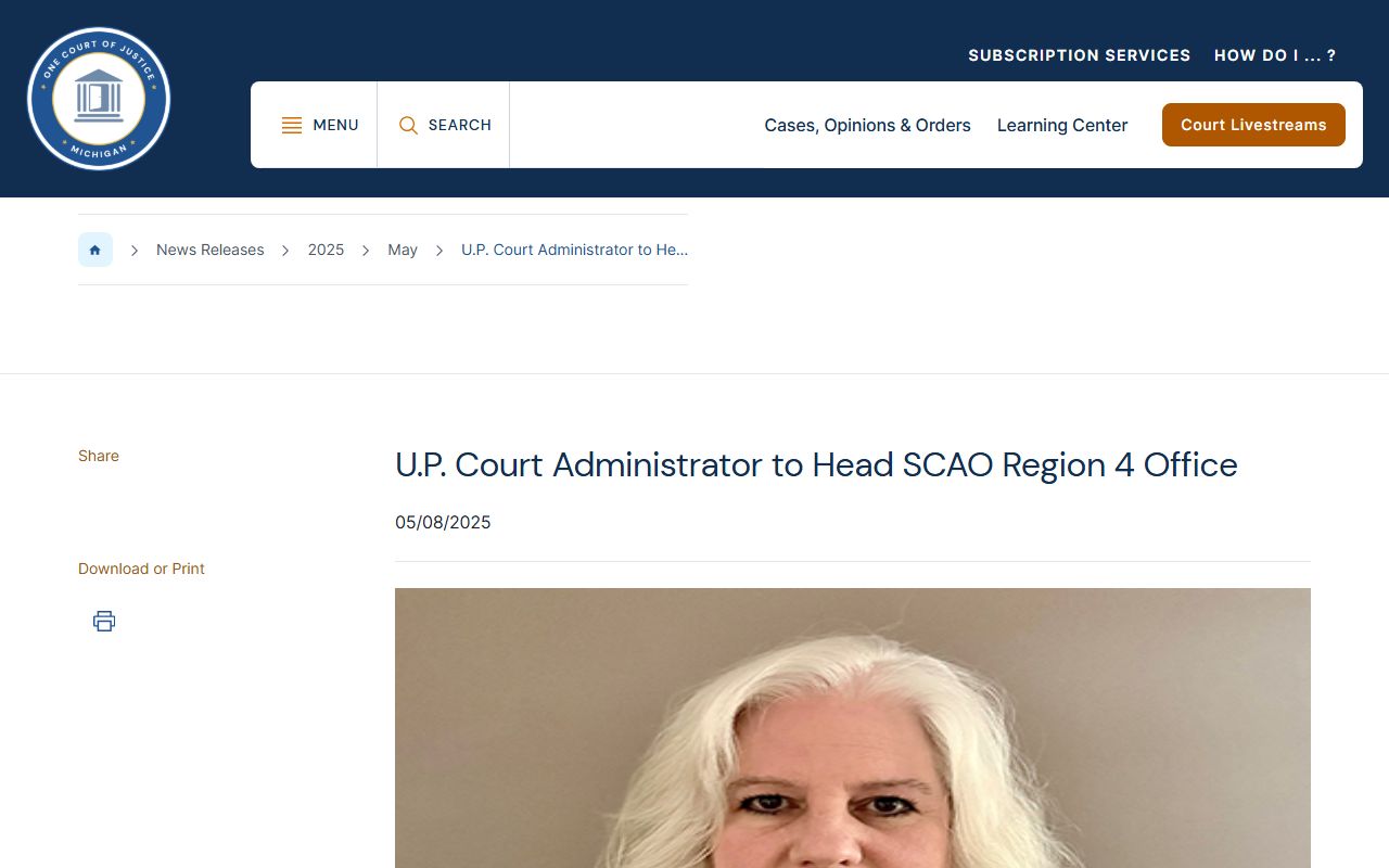 Ontonagon County criminal court records and the Michigan SCAO Region 4 Upper Peninsula court administration release