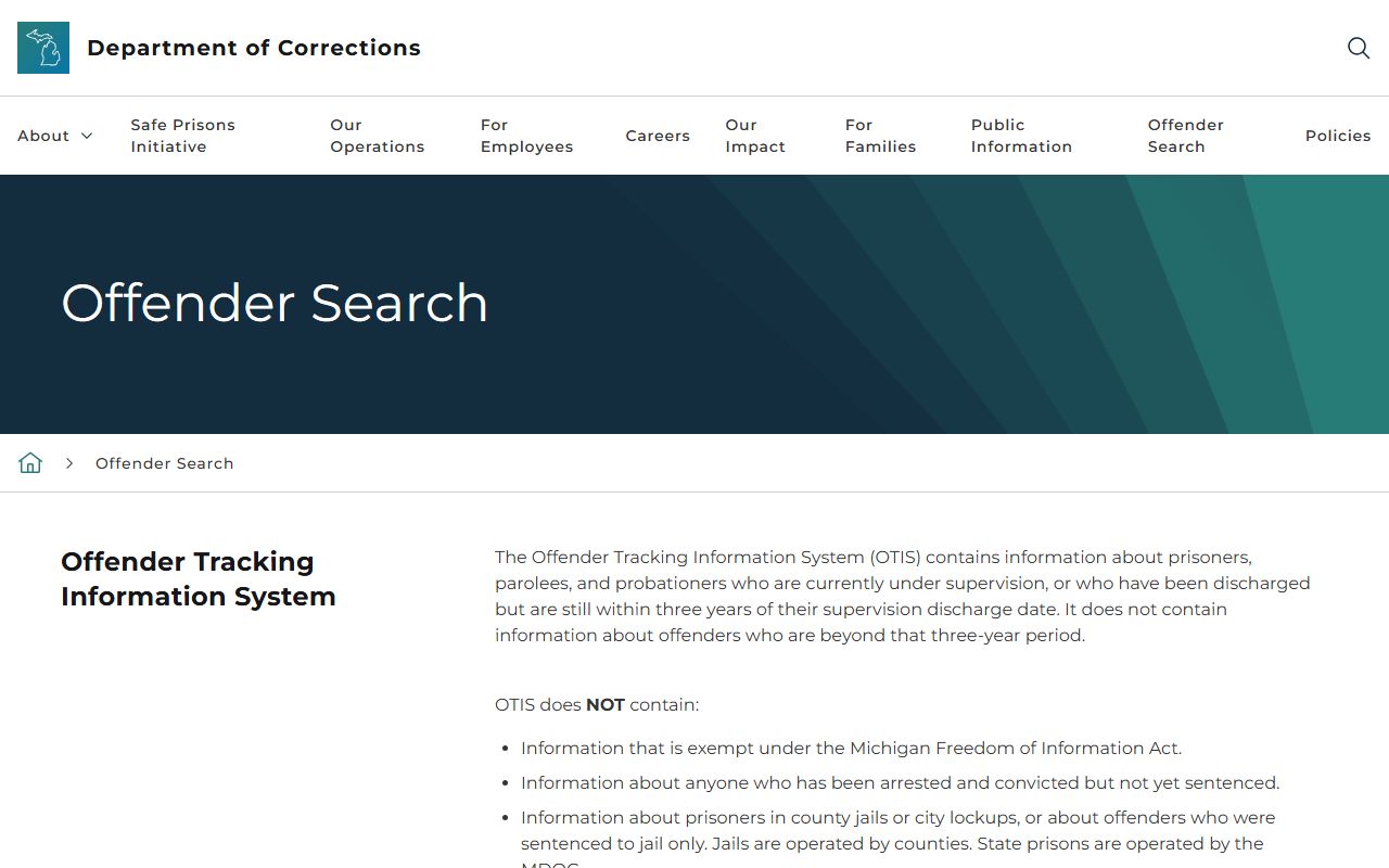 Ontonagon County criminal court records and the Michigan Department of Corrections OTIS offender search