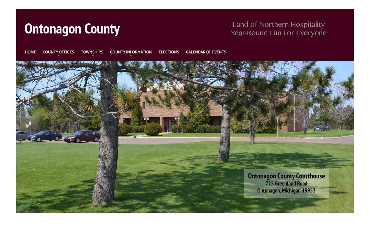 Ontonagon County website navigation hub for court records