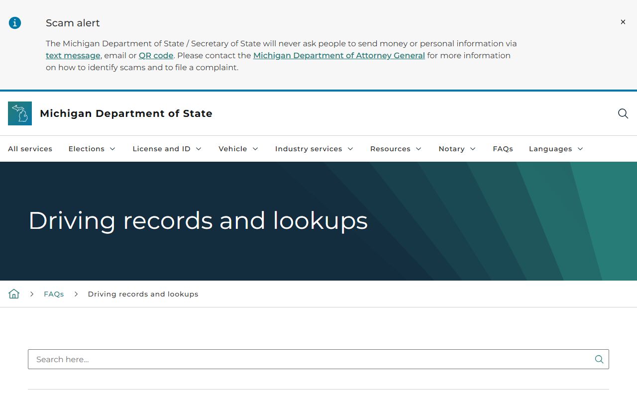 Ontonagon County traffic court records and Michigan driver record fees from the Secretary of State